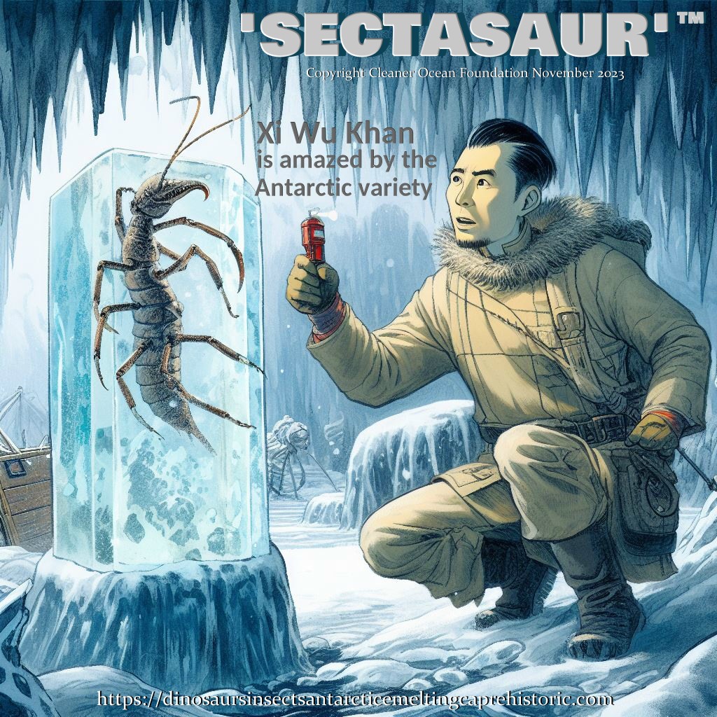 Xi Wu Khan is astounded by the variety of giant insects he finds, as the Antarctic ice retreats